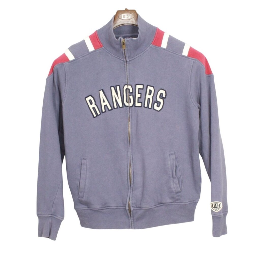 Old Time Hockey NHL NY Rangers Blue Red Full Zip Jacket Cotton Size L